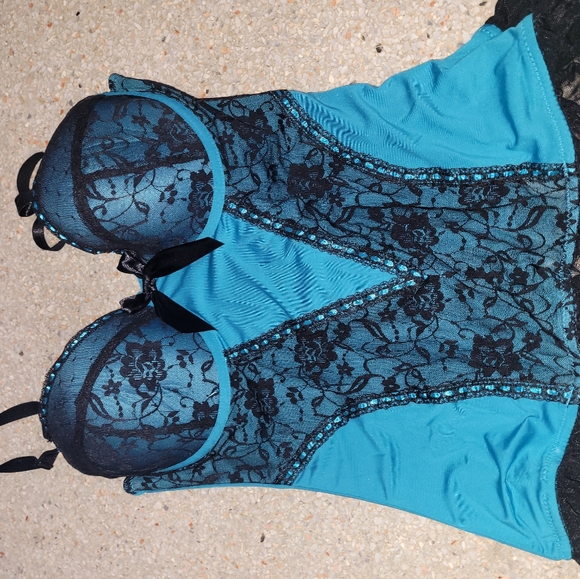 Blue and Black Corset - Picture 1 of 4